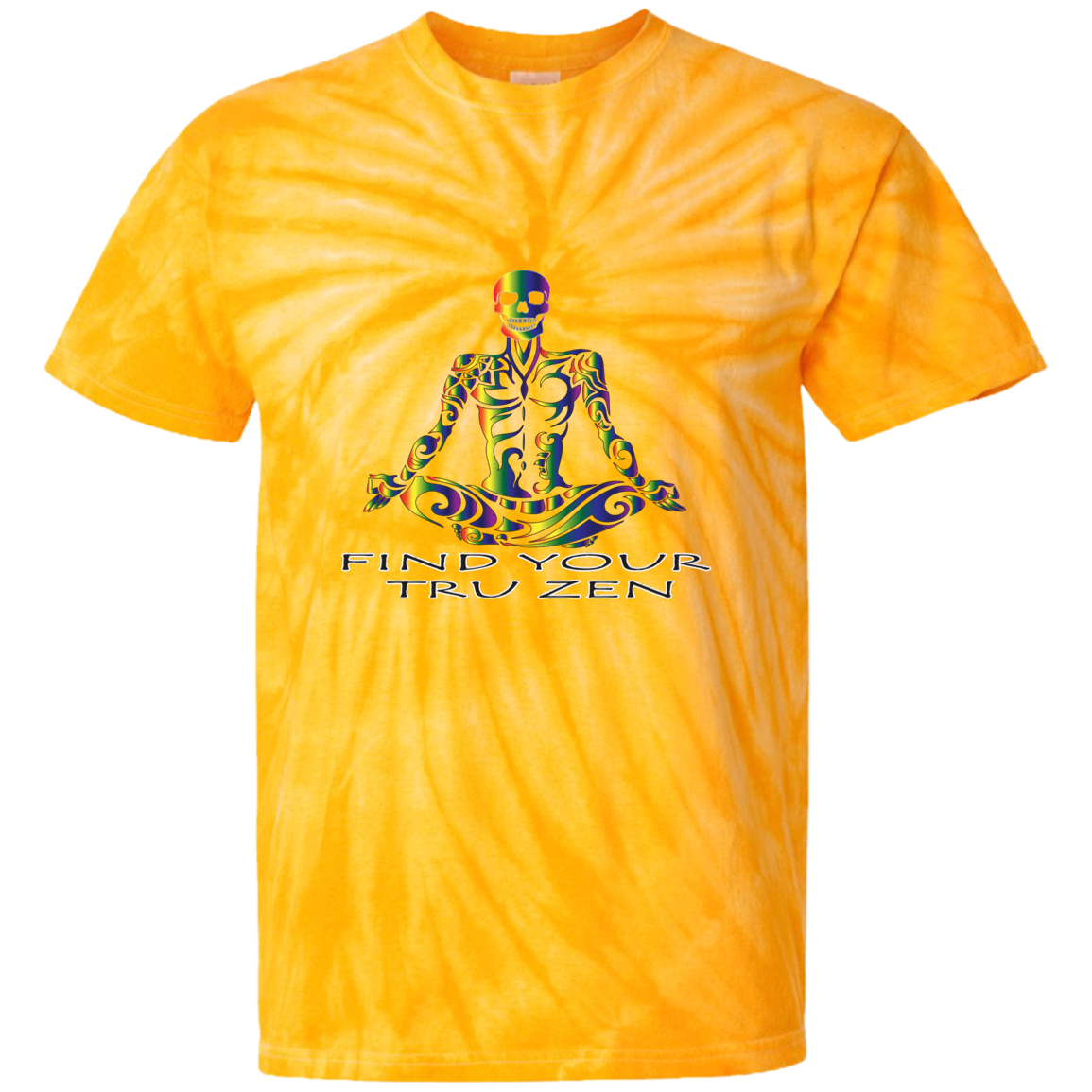 Find Your Tru Zen Rainbow Skully ~ Cotton Tie Dye T-Shirt