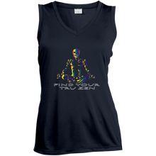 Load image into Gallery viewer, Find Your Tru Zen Rainbow Skully ~ Ladies&#39; Sleeveless Moisture Absorbing V-Neck - Tru Zen Wear