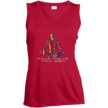 Load image into Gallery viewer, Find Your Tru Zen Rainbow Skully ~ Ladies&#39; Sleeveless Moisture Absorbing V-Neck - Tru Zen Wear