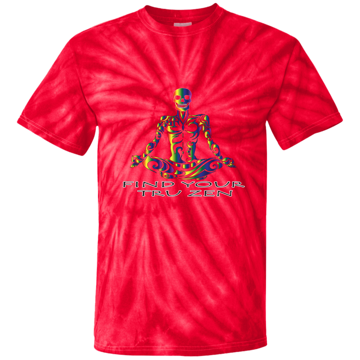 【SATIIIZ】Rudis Printing Dyeing T-shirt Find Your Tru Zen Rainbow Skully ~ Cotton Tie Dye T-Shirt