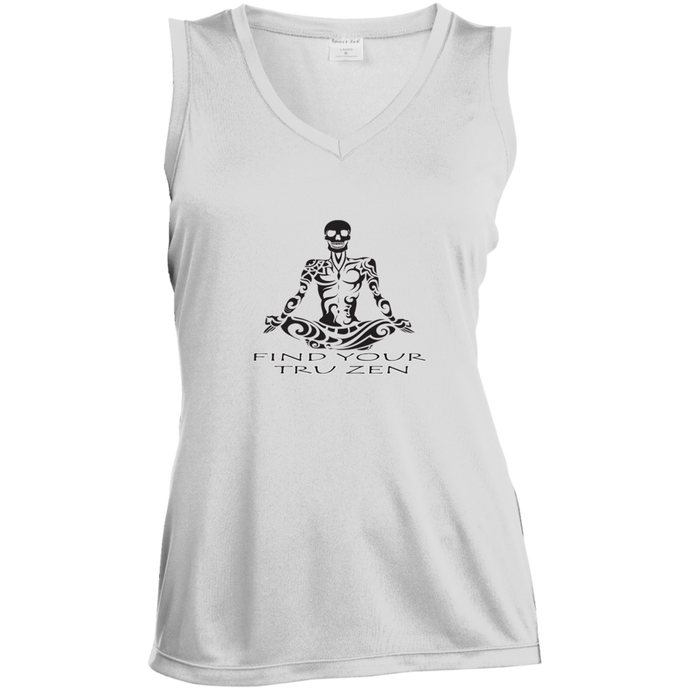 Find Your Tru Zen Skully ~ Ladies' Sleeveless Moisture Absorbing V-Neck - Tru Zen Wear