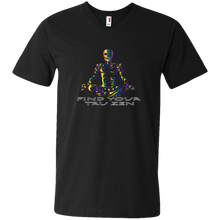 Load image into Gallery viewer, Find Your Tru Zen Rainbow Skully ~ Men&#39;s Printed V-Neck T-Shirt - Tru Zen Wear