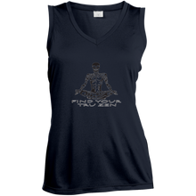 Load image into Gallery viewer, Find Your Tru Zen Skully ~ Ladies&#39; Sleeveless Moisture Absorbing V-Neck - Tru Zen Wear