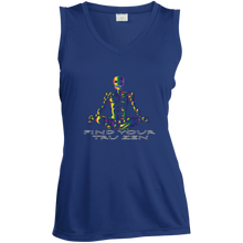 Load image into Gallery viewer, Find Your Tru Zen Rainbow Skully ~ Ladies&#39; Sleeveless Moisture Absorbing V-Neck - Tru Zen Wear