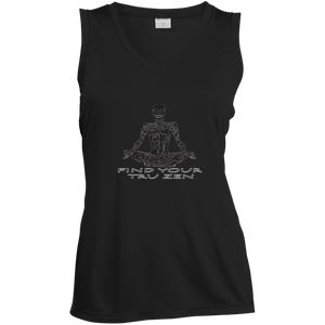 Find Your Tru Zen Skully ~ Ladies' Sleeveless Moisture Absorbing V-Neck - Tru Zen Wear