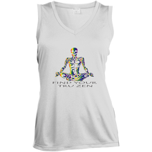 Load image into Gallery viewer, Find Your Tru Zen Rainbow Skully ~ Ladies&#39; Sleeveless Moisture Absorbing V-Neck - Tru Zen Wear