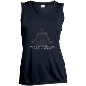 Find Your Tru Zen Skully ~ Ladies' Sleeveless Moisture Absorbing V-Neck - Tru Zen Wear